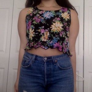 Floral crop tank top